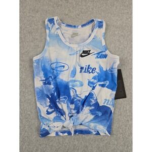Nike Tank Top Shirt Girls Size 4T Swoosh Sleeveless White Blue NWT